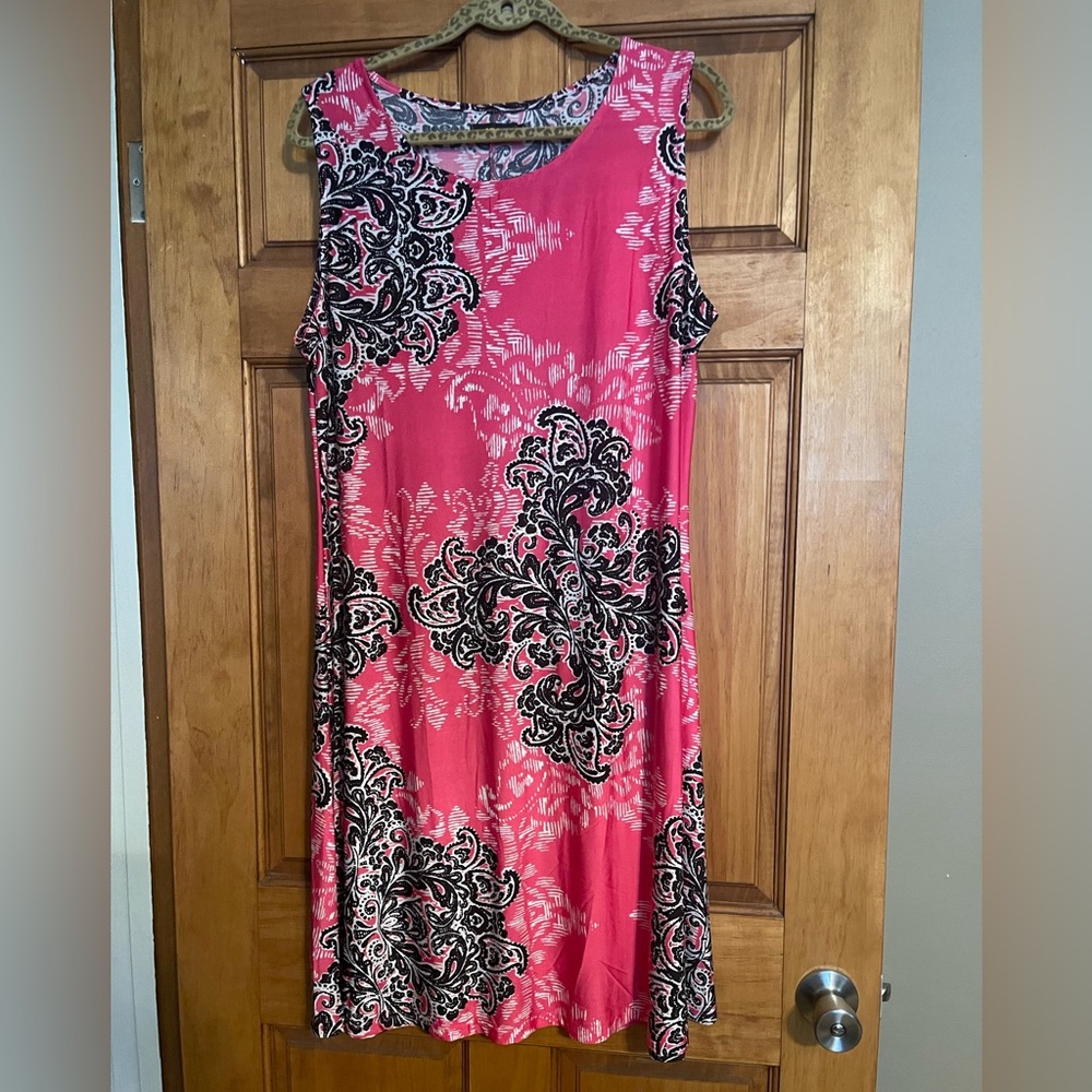 Reborn Pink and Black Floral Midi Dress